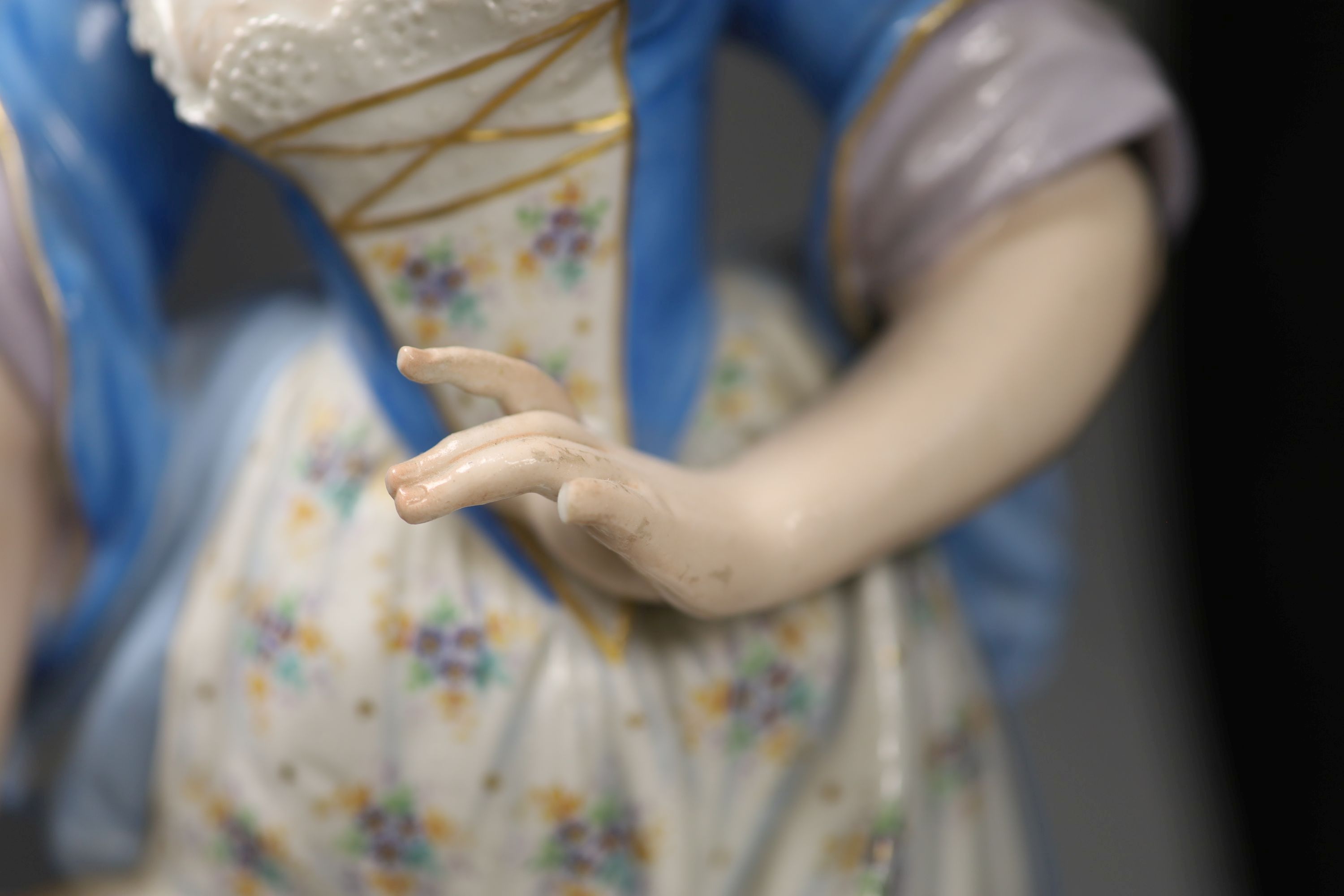 A pair of large Paris porcelain figures of a lady and gent, tallest 52.5cm